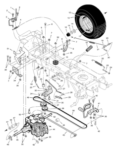 Motion Drive Diagram and Parts List for 461604X99A 2004 Briggs and Stratton Lawn Tractor
